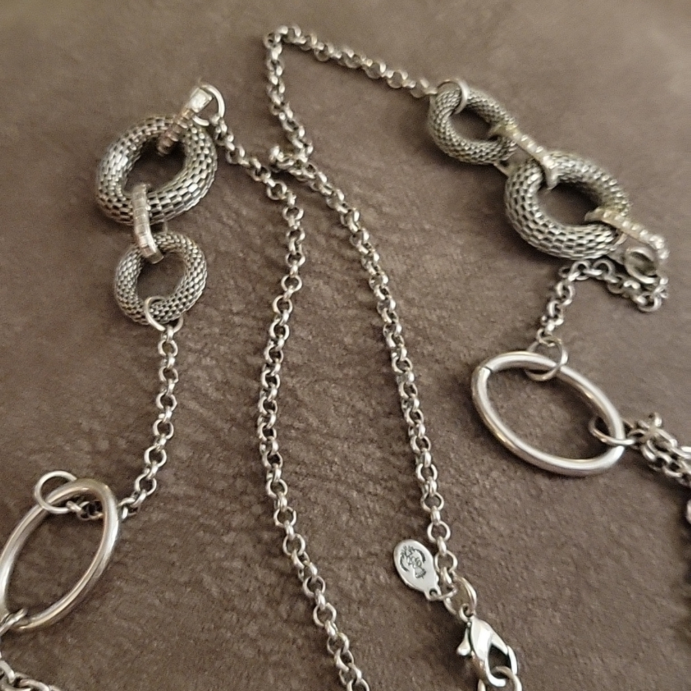 PREMIER DESIGNS Space Age Silvertone Mesh Link Long Sweater Necklace - Picture 2 of 7